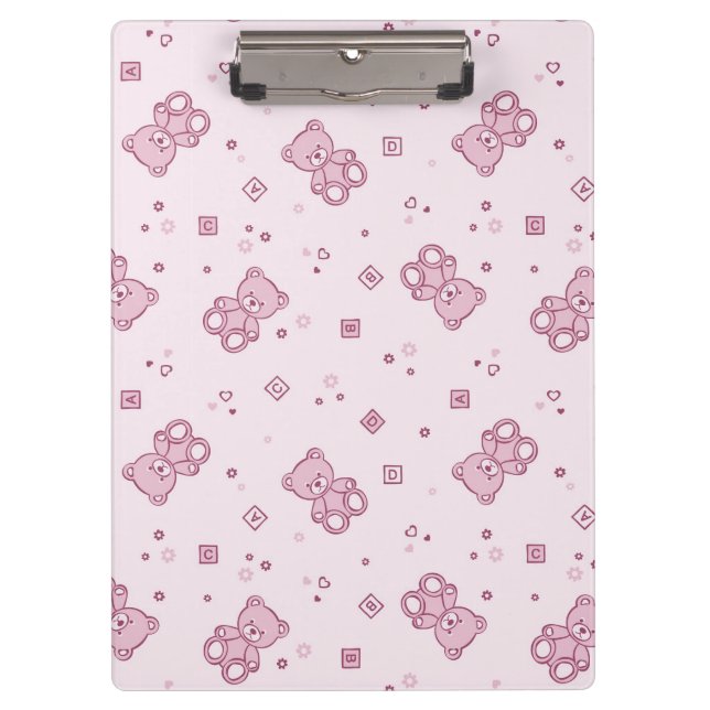 Teddy bears background Pink Clipboard (Front)