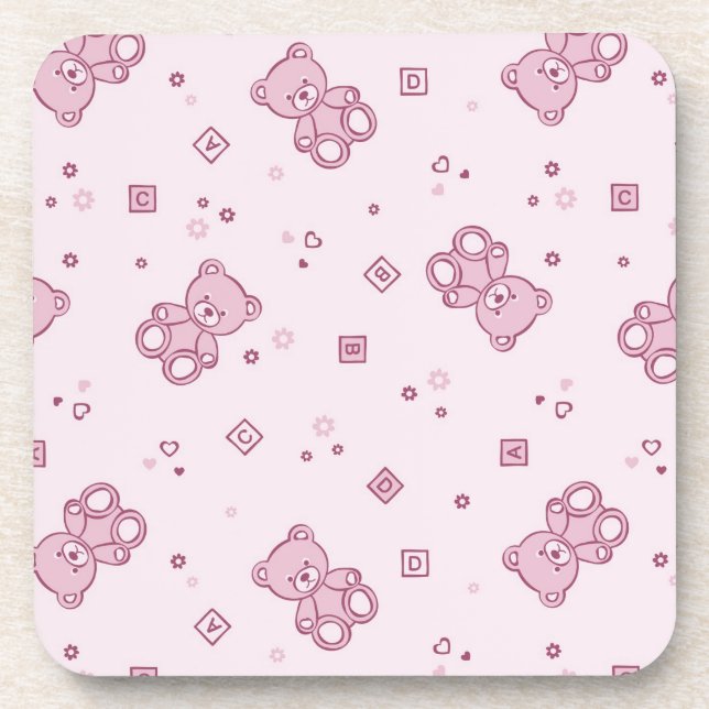 Teddy bears background Pink Coaster (Front)