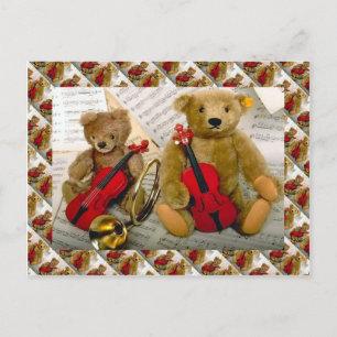 Teddy bears, bearly tmusicians postcard