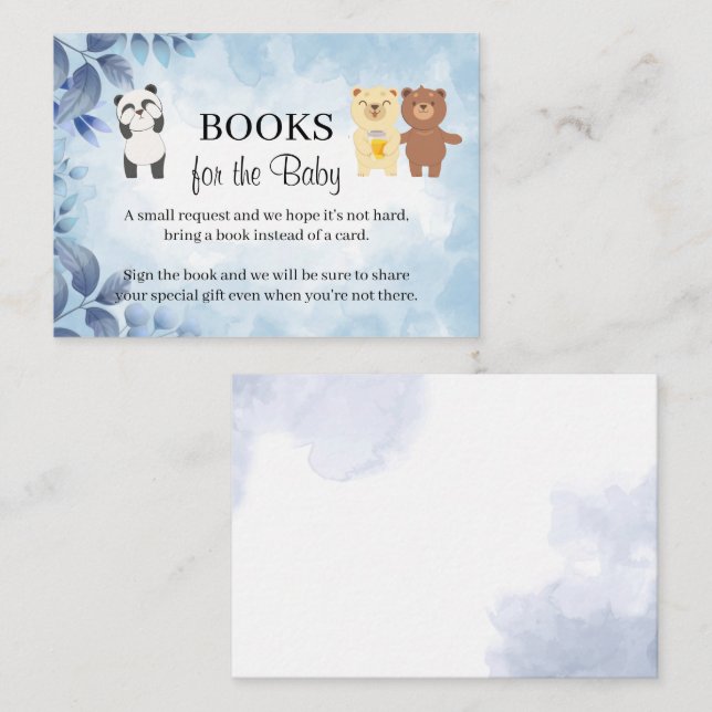 Teddy Bears Bring a book Baby Shower Card (Front/Back)