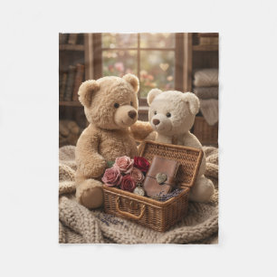 Teddy Bears Cosy Picnic Vintage Warmth Fleece Blan Blanket