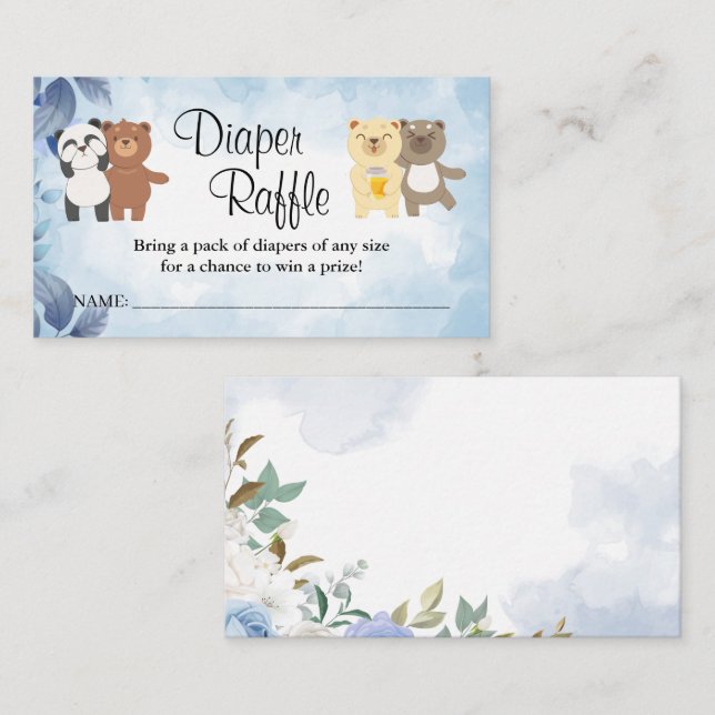 Teddy Bears Diaper raffle ticket baby shower (Front/Back)