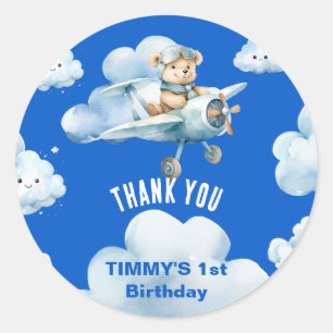 Teddy Bear's First Birthday Charting a Course Classic Round Sticker
