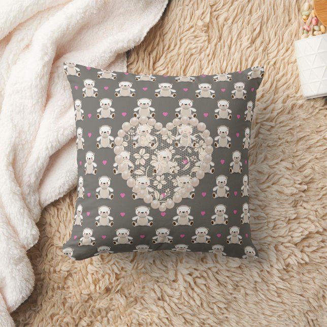Teddy Bears & Heart Cushion (Creator Uploaded)
