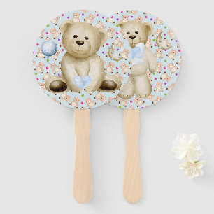 Teddy Bears & Hearts Hand Fan