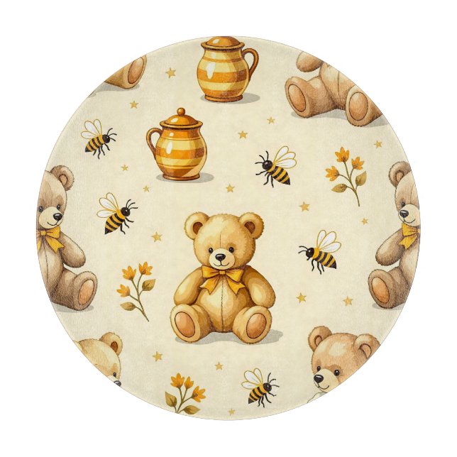 Teddy Bears Honey Bees Nursery Pattern Cutting Board (Front)
