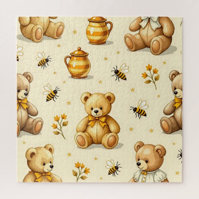 Teddy Bears Honey Bees Nursery Pattern Jigsaw Puzzle (Vertical)