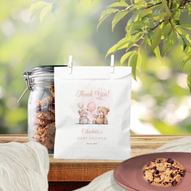 Teddy Bears It's A Girl Bearly Wait Baby Shower Favour Bags (Creator Uploaded)