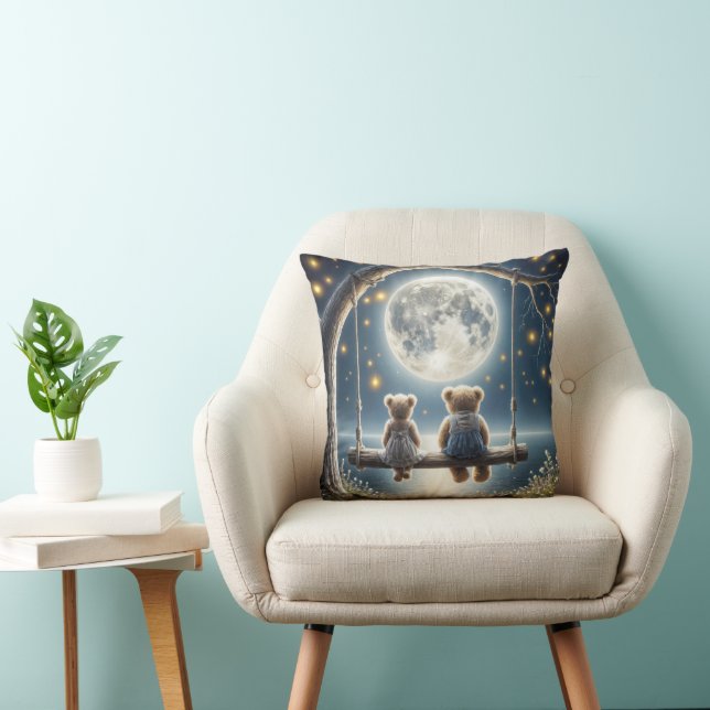 Teddy Bears On a Swing In the Moonlight Cushion (Chair)