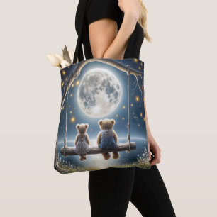 Teddy Bears On a Swing In the Moonlight Tote Bag