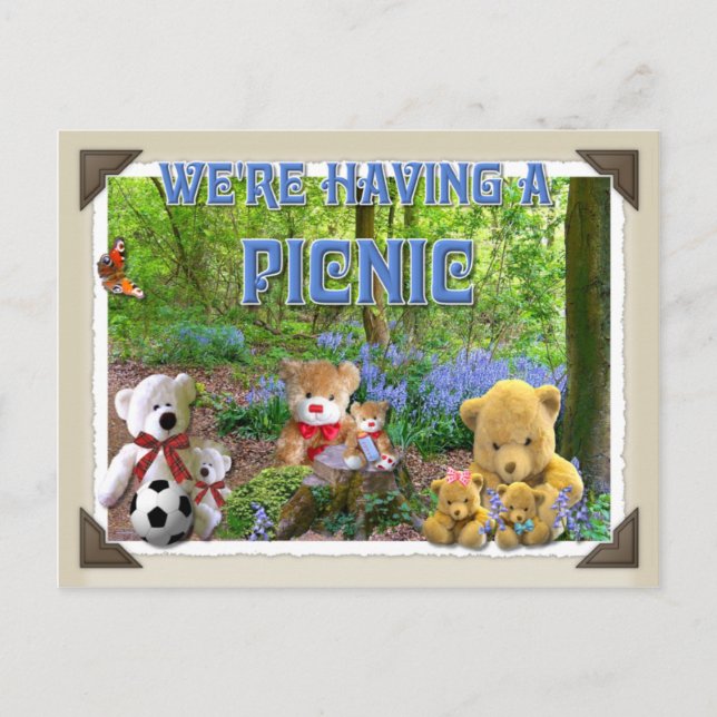 TEDDY BEARS PICNIC INVITATION POSTCARD (Front)