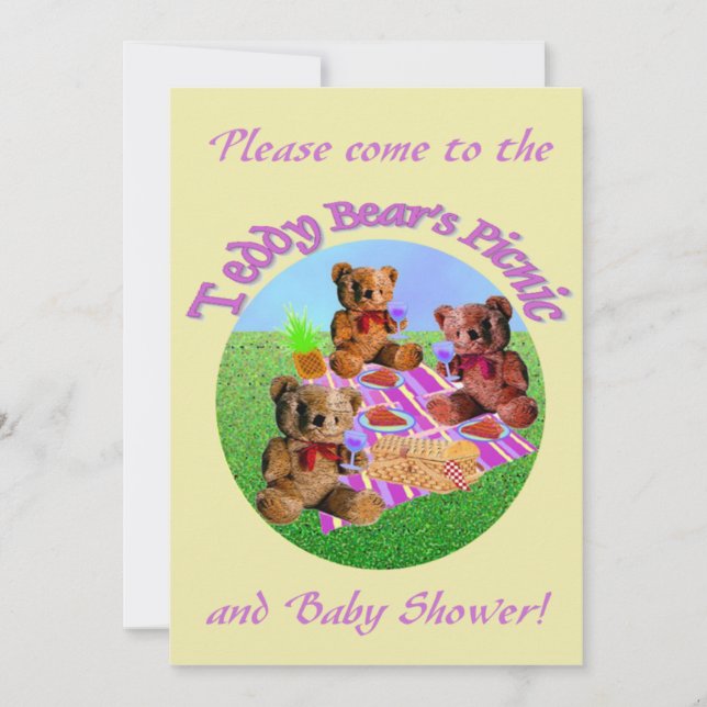 Teddy Bears' Picnic Invitations template (Front)