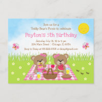 Teddy Bear's Picnic Pink Gingham Birthday