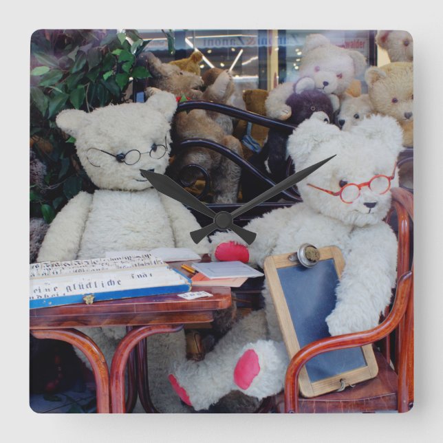 Teddy Bears Reading Lessons Square Wall Clock (Front)