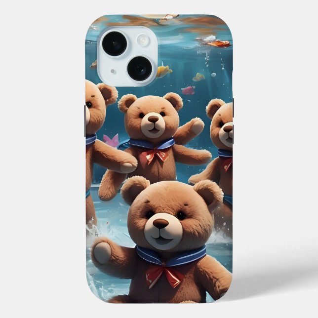 Teddy Bears Swimming in a Pool of Fish Case-Mate iPhone Case (Back)