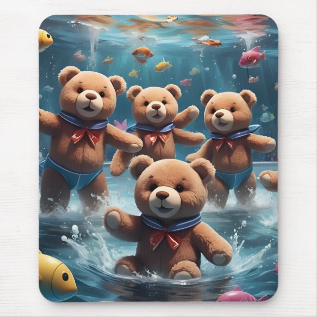 Teddy Bears Swimming in a Pool of Fish Mouse Pad (Front)