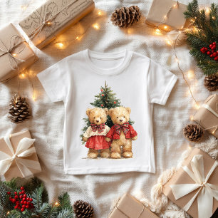 Teddy bears under a beautiful New Year's tree Baby T-Shirt