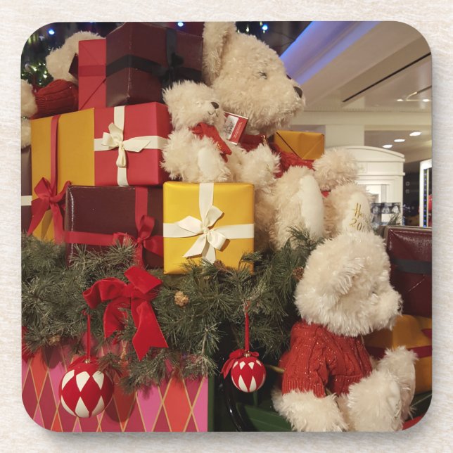 Teddy Bears view Christmas coasters (Front)