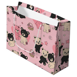 Teddy Bears with Hearts and Pink - Valentines (1) Large Gift Bag
