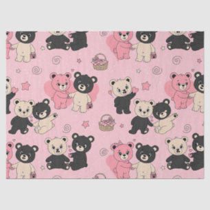 Teddy Bears with Hearts and Pink - Valentines (1) Tissue Paper