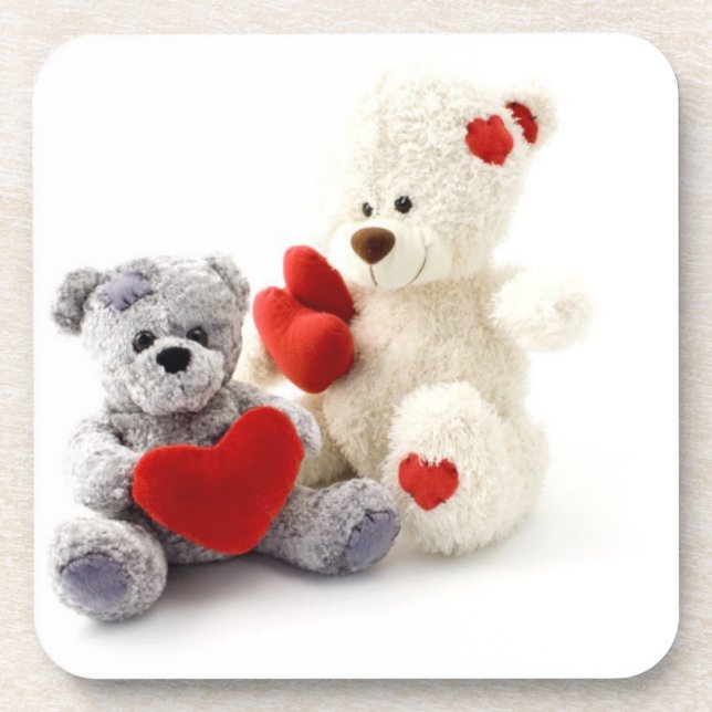 Teddy Bears with Hearts Cork Coasters (Front)
