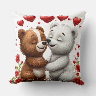Teddy bears with love cushion