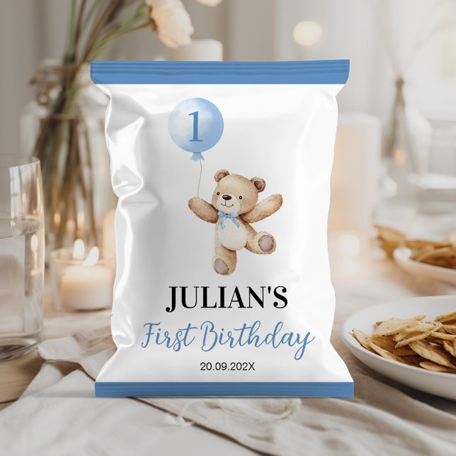 Teddy Blue Balloon Beary Birthday Chip Bag Wrapper (Creator Uploaded)