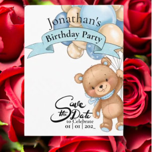 Teddy Blue, Happy Birthday Boy Postcard