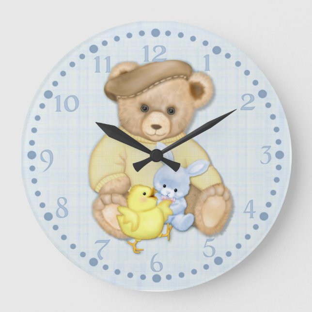 Teddy Boy Easter Large Clock (Front)