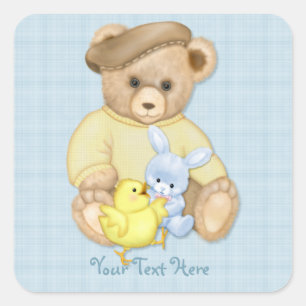 Teddy Boy Easter Square Sticker