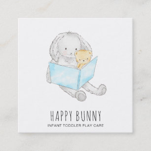 *~* Teddy Bunny Rabbit Daycare Teacher Nanny Tutor Square Business Card