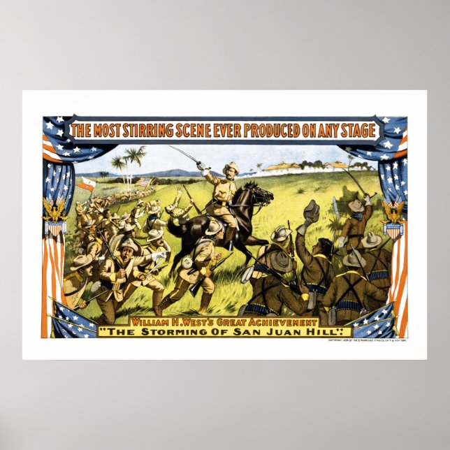 TEDDY CHARGES UP SAN JUAN HILL IN CUBA 1899 POSTER (Front)