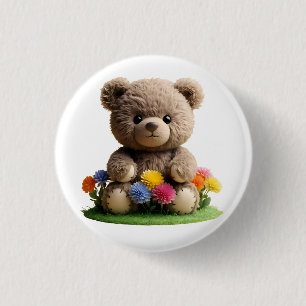 Teddy_design- by Maaya Prints, White 3 Cm Round Badge