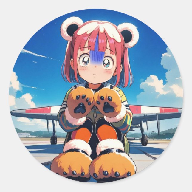 Teddy Ears on the Tarmac Classic Round Sticker (Front)