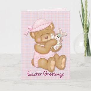 Teddy Girl Pink Holiday Card