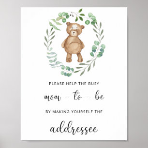 Teddy Help the Busy Mum-to-Be Address an Envelope Poster