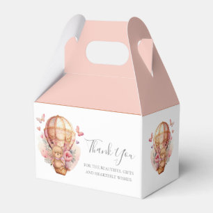 Teddy Hot Air Balloon Pink Favor Box