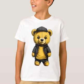 Teddy Hug: Simple Yellow & Black Teddy Bear Kids T-Shirt