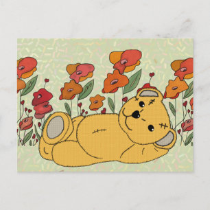Teddy im Mohnfeld Postcard