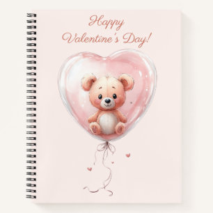 Teddy in Heart Balloon Valentines Design Notebook