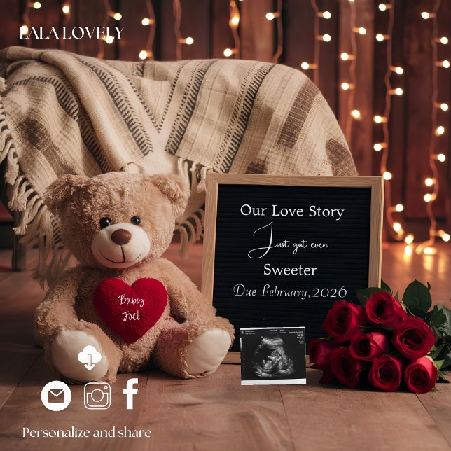 Teddy Love & Baby Pregnancy Announcement Card (Creator Uploaded)
