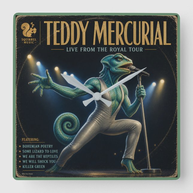 Teddy Mercurial Album: a Parody Square Wall Clock (Front)