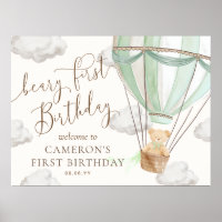 Teddy Mint Hot Air Balloon Beary First Birthday