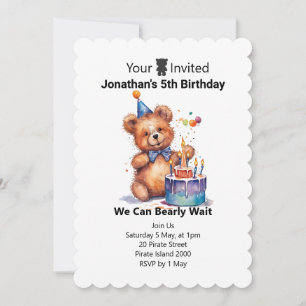 Teddy personalised birthday invitations