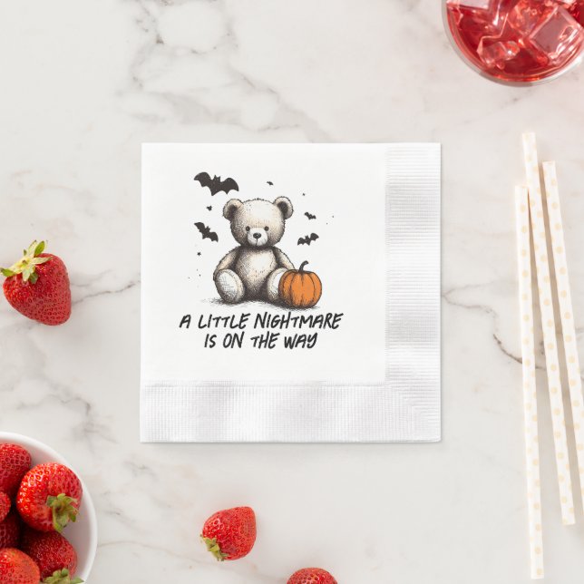 Teddy Pumpkin Baby Shower Napkin (Insitu)
