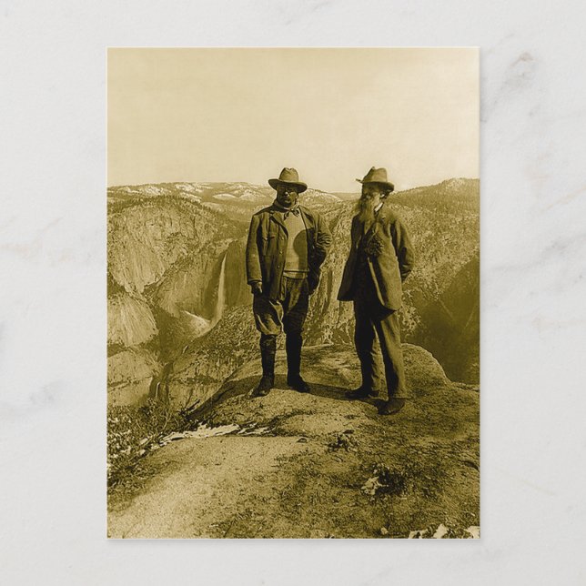 Teddy Roosevelt and John Muir at Glacier Point Postcard (Front)