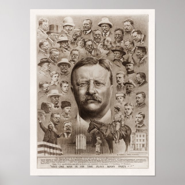 Teddy Roosevelt Collage Of Life - 1923 Poster (Front)