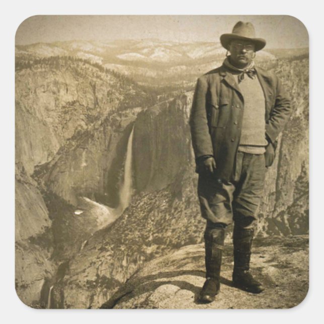 Teddy Roosevelt Glacier Point Yosemite Valley Square Sticker (Front)