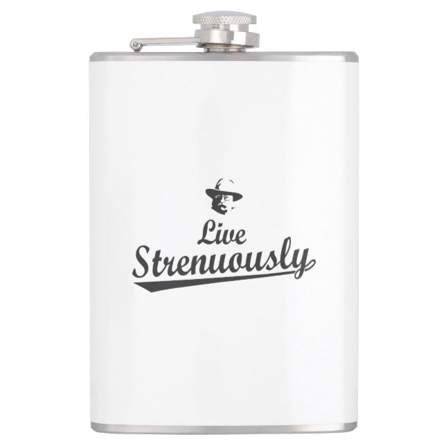 Teddy Roosevelt Live Strenuously Hip Flask (Front)