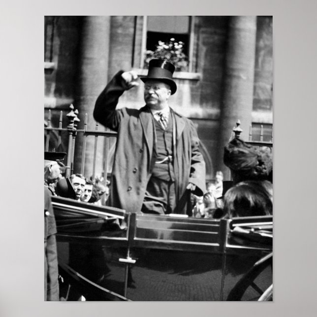 Teddy Roosevelt Tipping His Hat To A Crowd Poster (Front)
